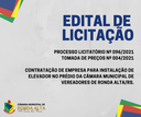 CONTRATAÇÃO DE EMPRESA PARA INSTALAÇÃO DE ELEVADOR NO PRÉDIO DA CÂMARA MUNICIPAL DE VEREADORES DE RONDA ALTA/RS.